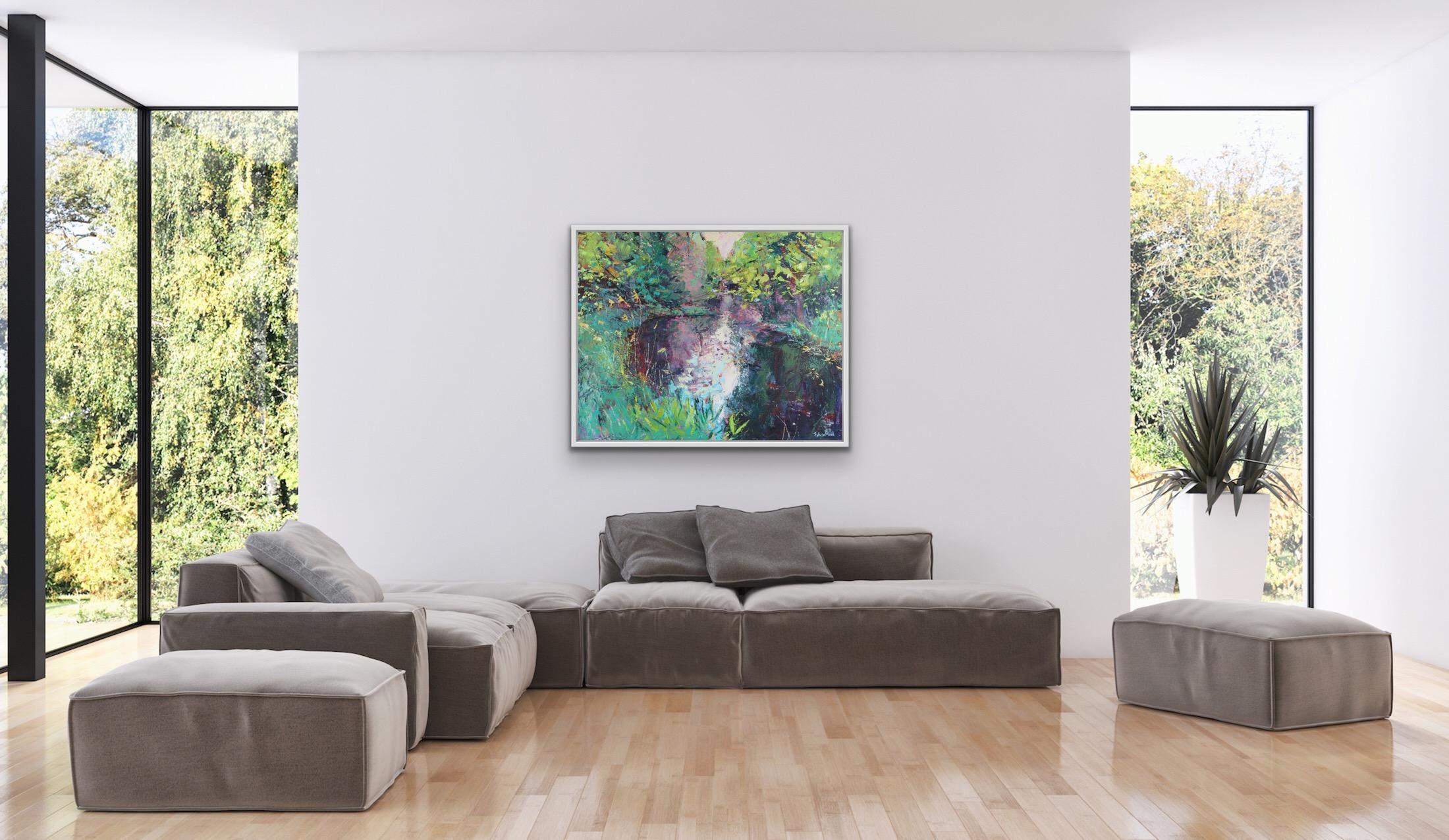 Spring Light on the River-peinture de paysage originale britannique-art contemporain - Painting de Sylvia Paul
