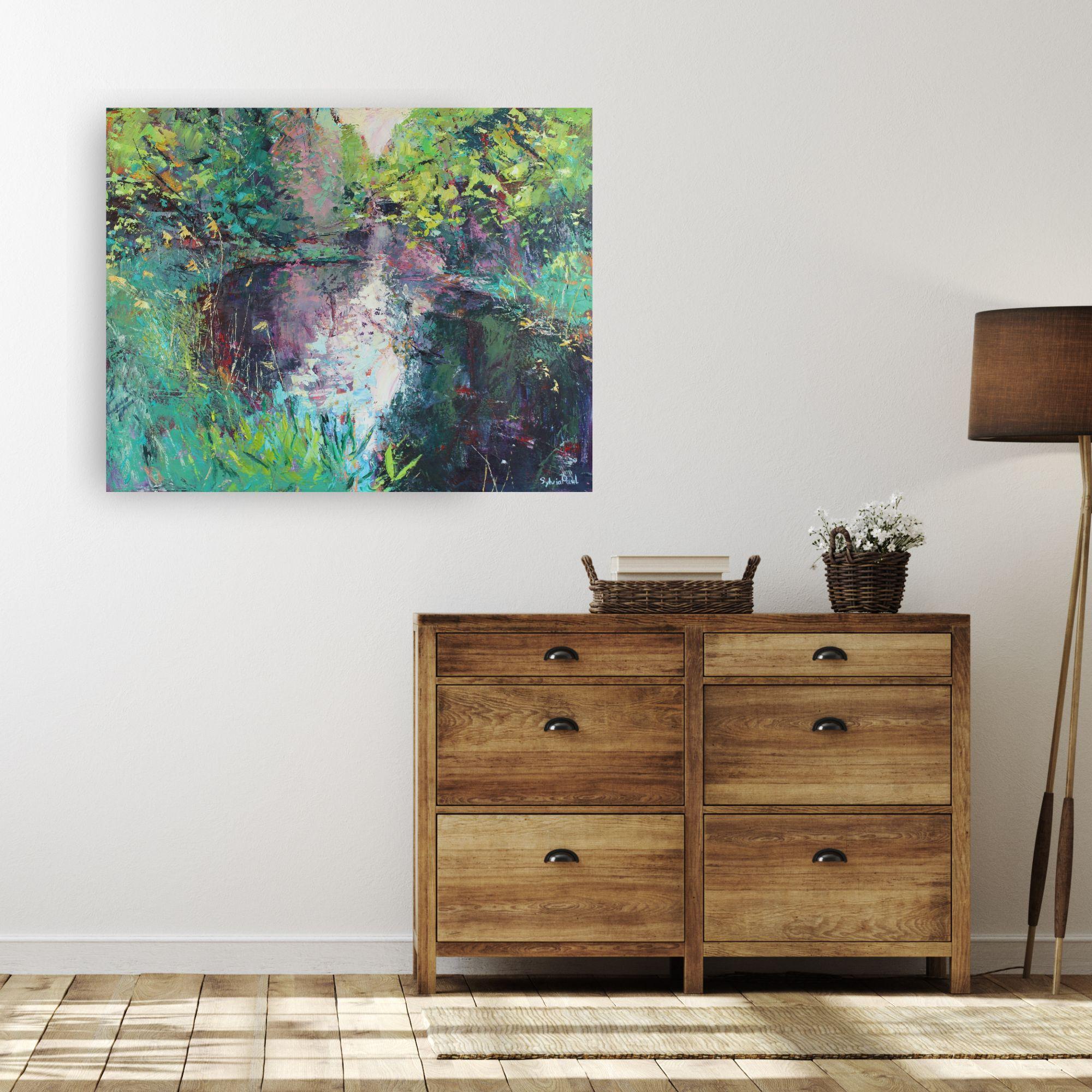Spring Light on the River-peinture de paysage originale britannique-art contemporain en vente 1