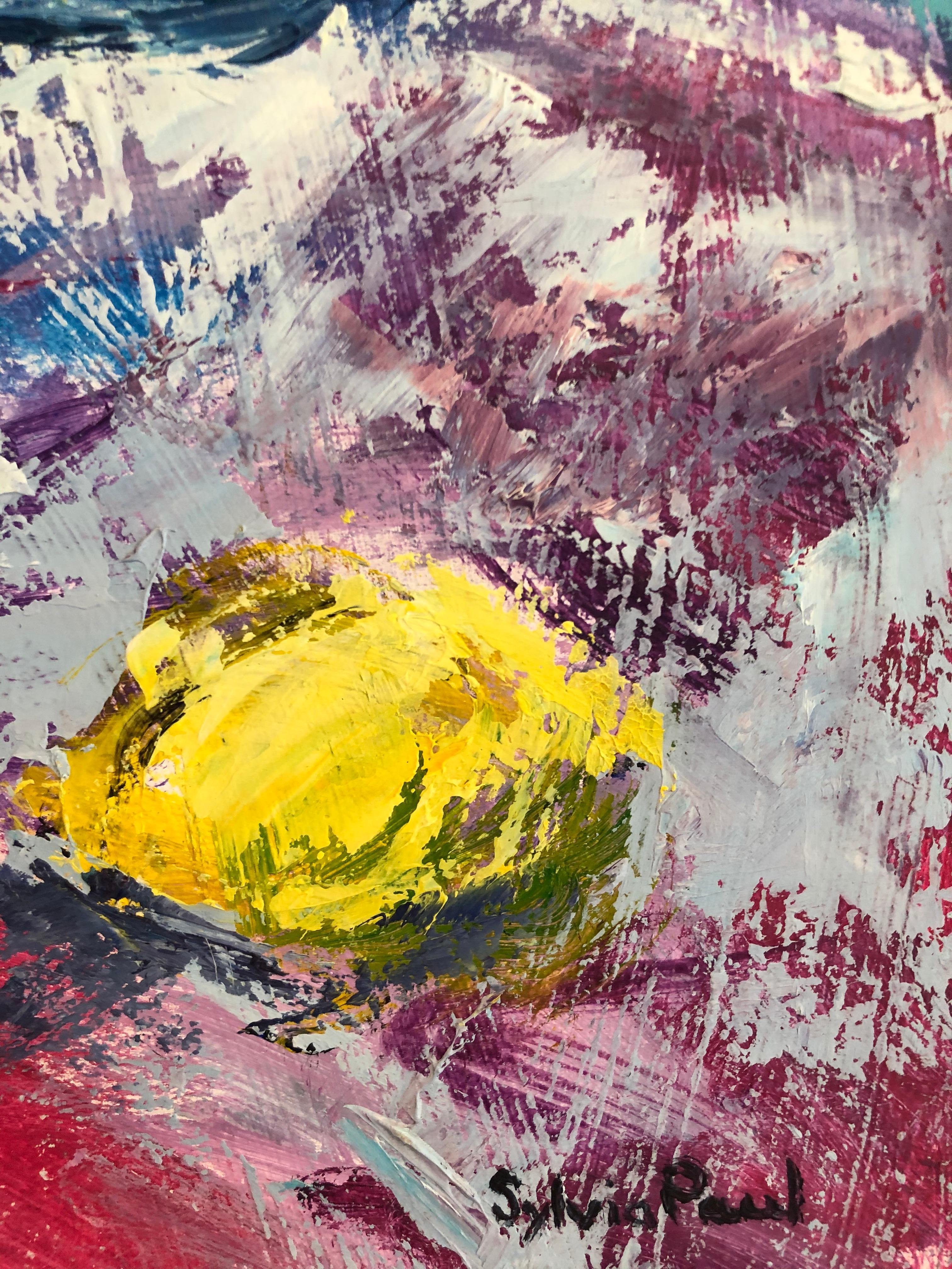 Stillleben mit Blumen – originales Blumenstillleben, Ölgemälde, abstrakt, modern (Abstrakter Expressionismus), Painting, von Sylvia Paul