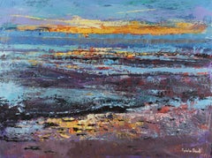 Sunrise Spectacular - seascape ocean oil painting abstract modern water artwork 