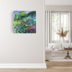 La Frontera -pintura abstracta original británica de paisaje- Arte contemporáneo