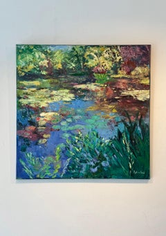 Water Garden - original impressionism landscape painting - contemporary art