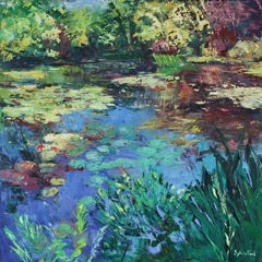 Water Garden - original impressionism landscape painting - contemporary art