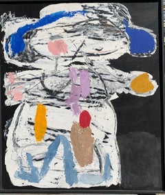 Peinture à l'huile figurative "Boy With Mittens" des années 1950, artiste du Brooklyn Museum