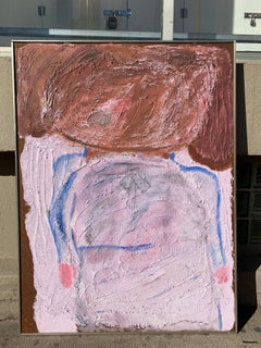 1950er Jahre ""Das Schulmädchen" Öl und Sand, figuratives Gemälde, NYC Brooklyn Museum