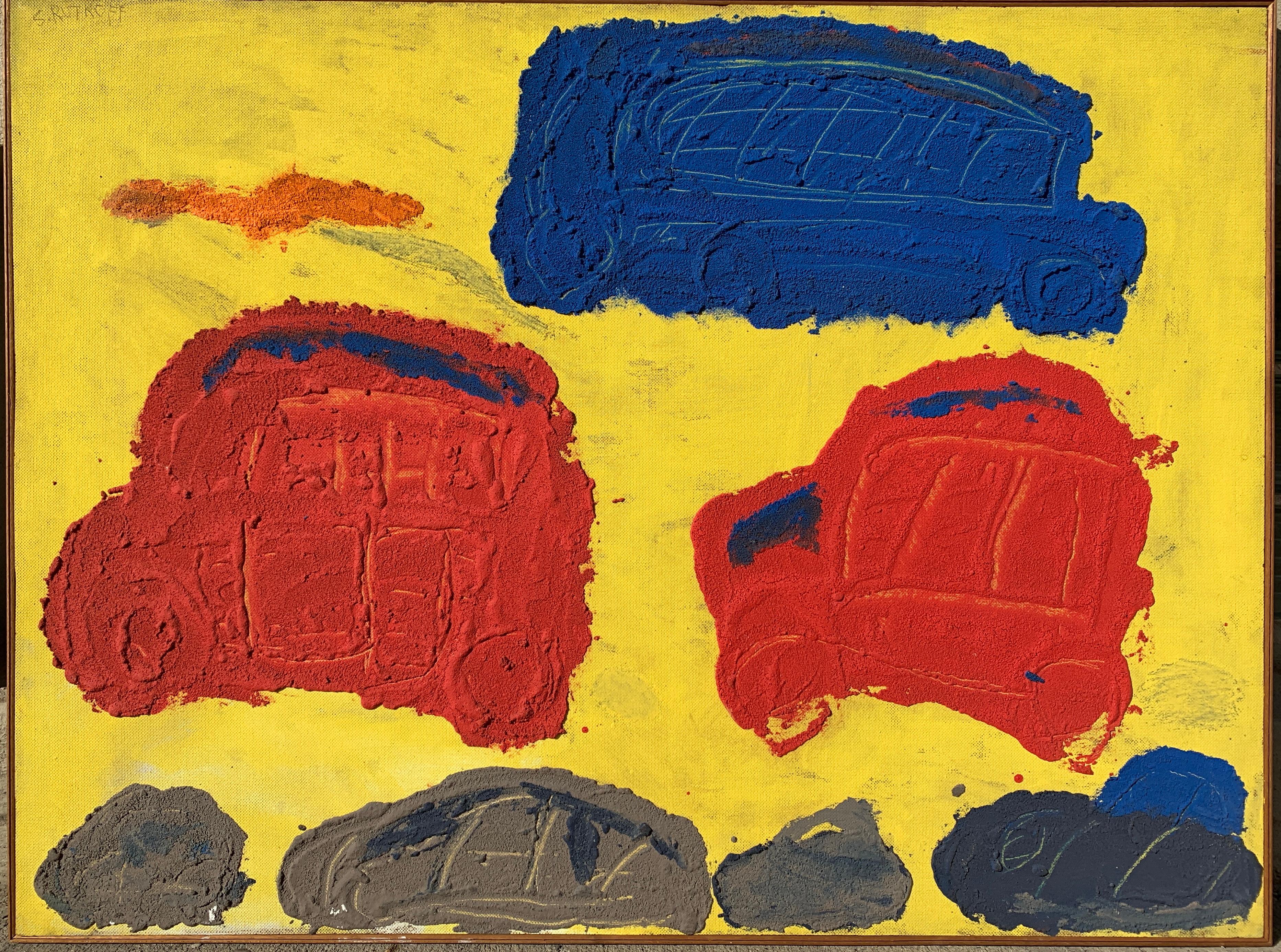 1950s "Traffic" Oil and Sand Abstract Painting NYC Brooklyn Museum
