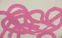 1960s "Pink Abstract" Continuous Line Painting NYC Brooklyn Museum Artist