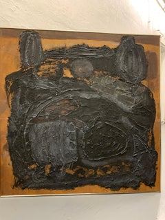 1960s "Vietnam" Oil and Sand Abstract Painting Art Brut NYC Brooklyn Museum