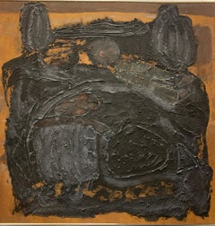 1960s "Vietnam" Oil and Sand Abstract Painting Art Brut NYC Brooklyn Museum