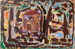"Across the River" Mid Century Abstract Expressionist Female Artist