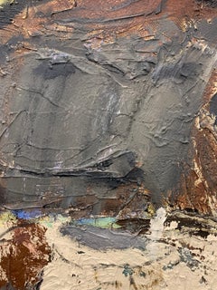 "Ragazza con bambola" Impasto di metà secolo Espressionismo astratto NYC Artista donna