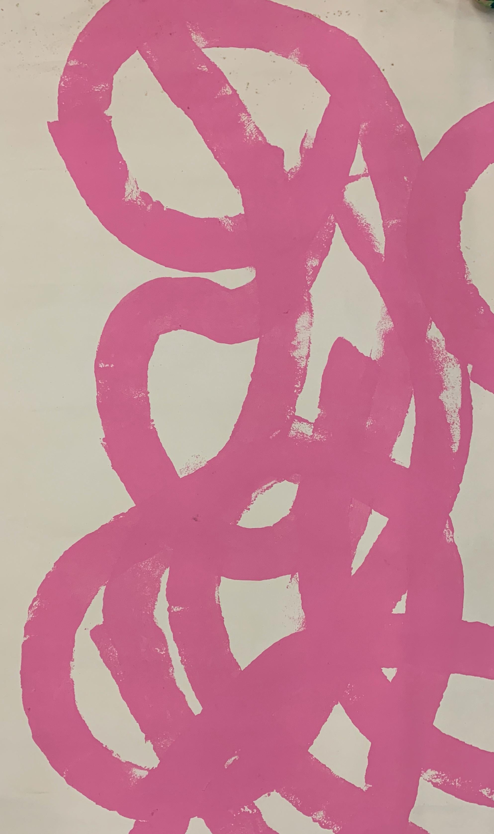 Sylvia Rutkoff Abstract Painting - "Pink Abstract" 1960s Abstract Oil Painting NYC Brooklyn Museum Female Artist