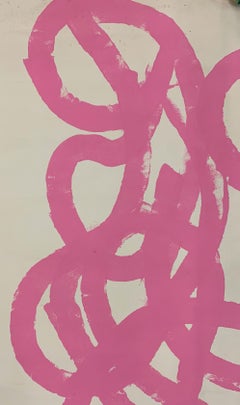 "Pink Abstract" 1960s Abstract Oil Painting NYC Brooklyn Museum Female Artist