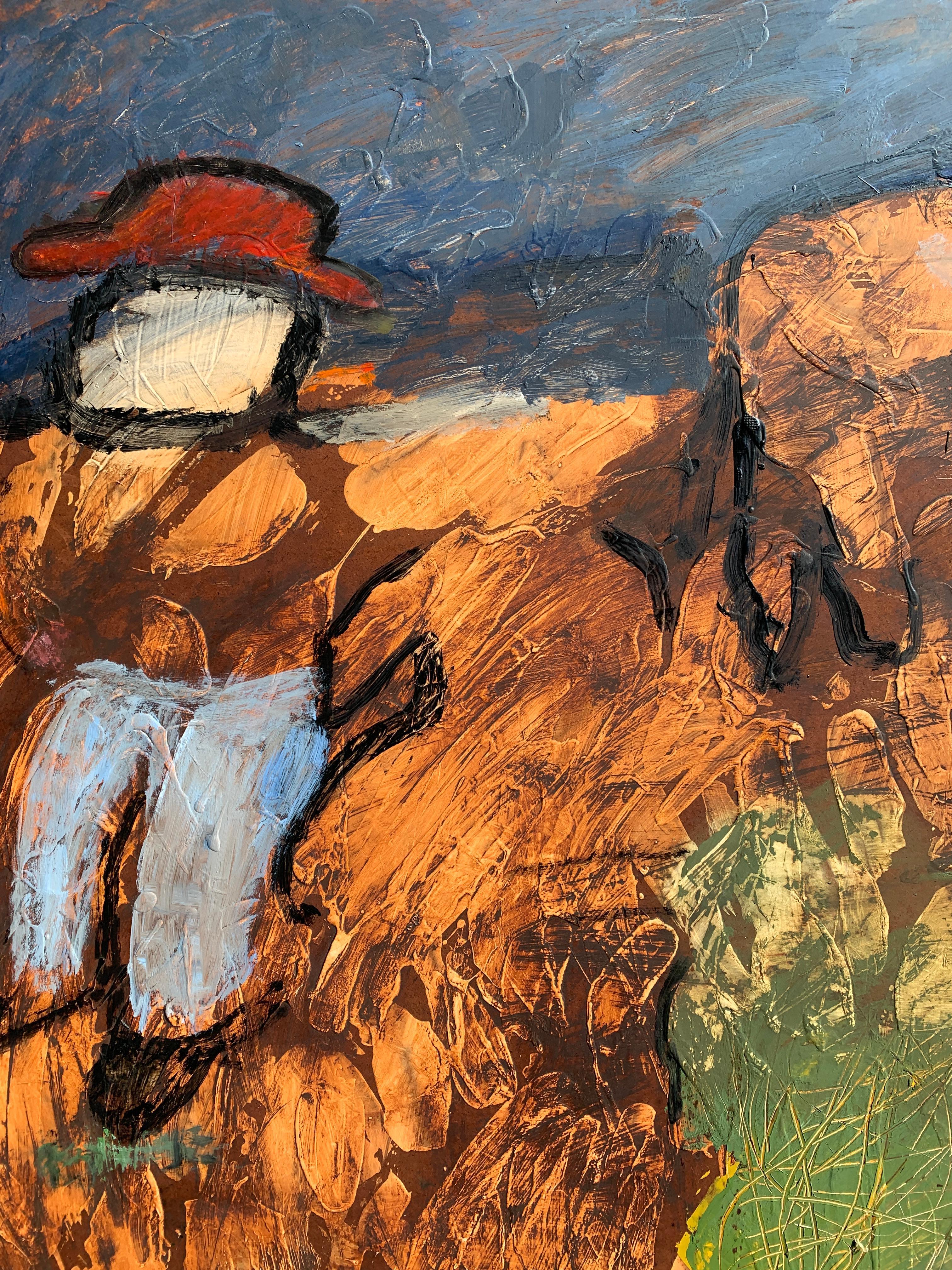 L'artiste expressionniste féminine abstraite du milieu du siècle dernier « The Cowboy » - Expressionnisme abstrait Painting par Sylvia Rutkoff