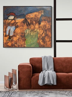 "The Cowboy" Oil Impasto Painting, Mid Century, Signed, 42x36 Inches