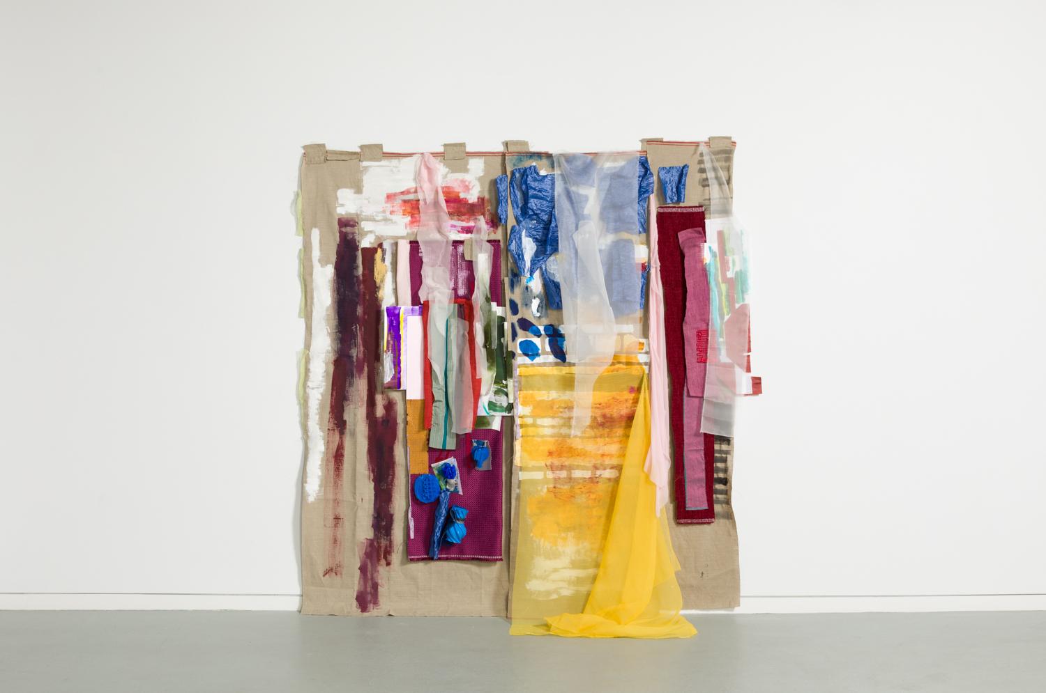 Sylvia Schwartz, Dressing-up_Detail, 2018, canvas, fabric, paint, plastic
