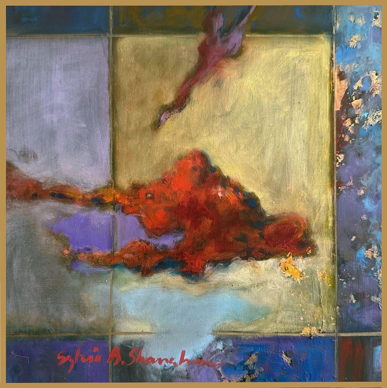 Sylvia Shanahan Gilded Landscape, Mixed Media on Wood Panel For Sale