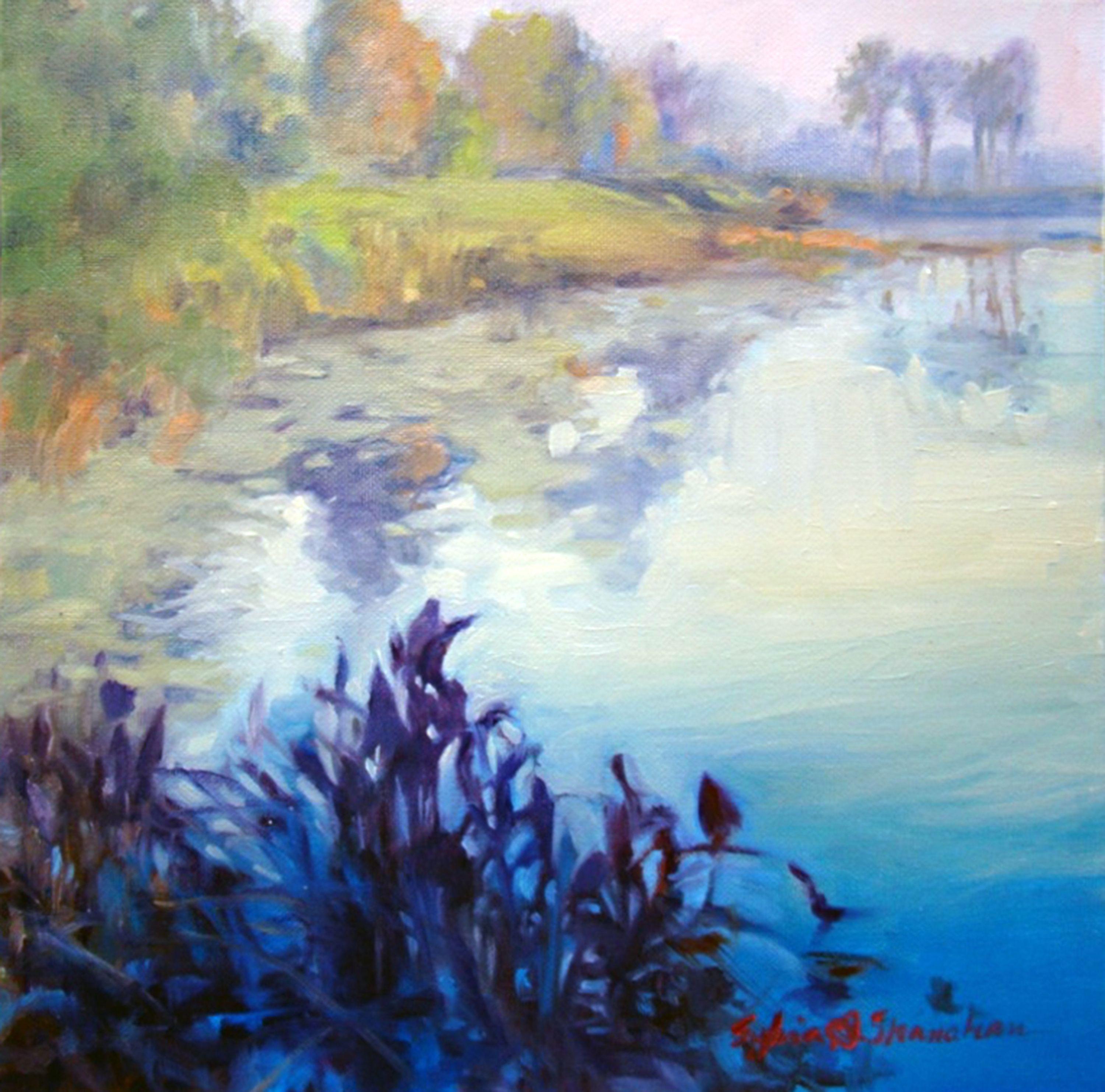 "Nella nebbia #3", Pittura, Olio su tela - Painting di Sylvia Shanahan