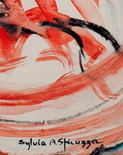 "Payaso de cerca", Retrato en acuarela firmado por Sylvia Spicuzza