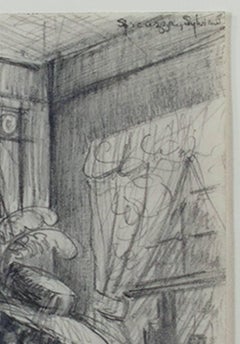 "Giocare a vestirsi in soffitta", disegno originale in grafite di Sylvia Spicuzza