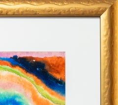 Rainbow Mountain Watercolor Painting, Framed, 20th Century, Signed