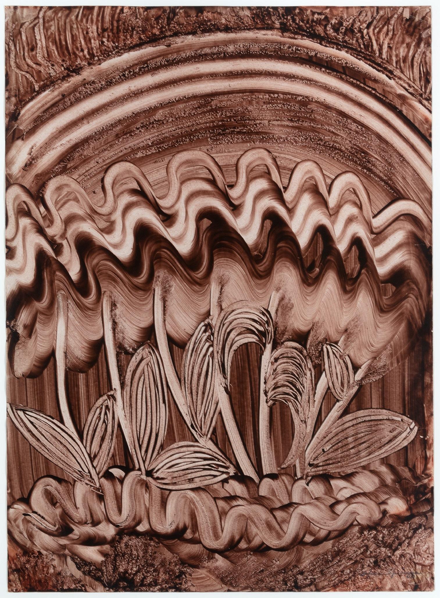 « Under The Sea - Sea Shell & Plants » - Peinture de doigt avec signature estampillée - Painting de Sylvia Spicuzza