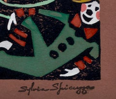 "Greetings - Reclining Elf, " Hand-painted Relief Print signed by Sylvia Spicuzza