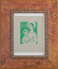 Vintage "Noel, " Relief Print signed by Sylviz Spicuzza