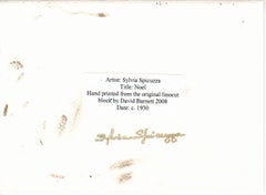 'Noel' Linocut Print on Wove Paper, Signed, 2008, 4.88 x 6 Inches