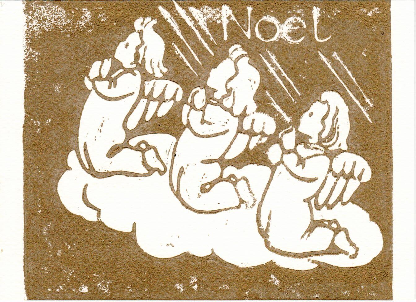 'Noel' Linocut with estate signature - Print by Sylvia Spicuzza