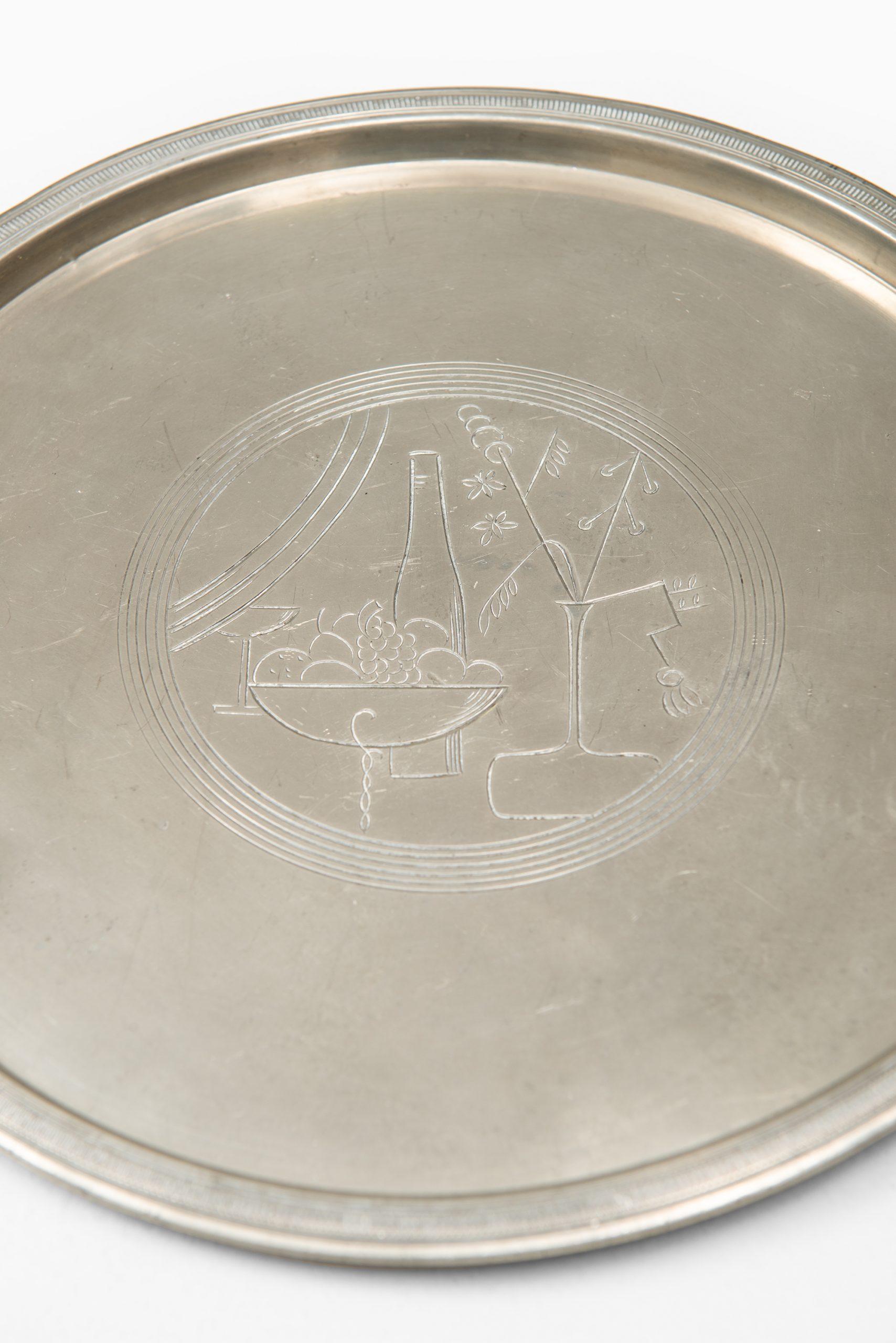 Rare serving tray designed by Sylvia Stave. Produced by C.G. Hallberg in Sweden.
 