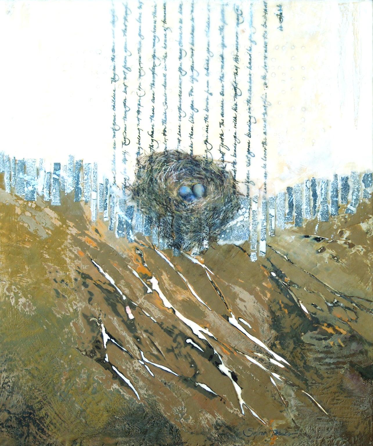 Sylvia Torres Abstract Painting - THE NEST abstract landscape encaustic