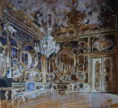 The Painted Room - Peinture à l'huile contemporaine du 21e siècle représentant l'intérieur d'un palais