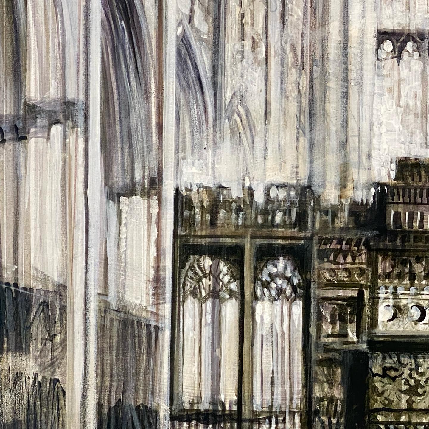 Up she goes-  21st Century Contemporary Cathedral Interior Painting For Sale 5