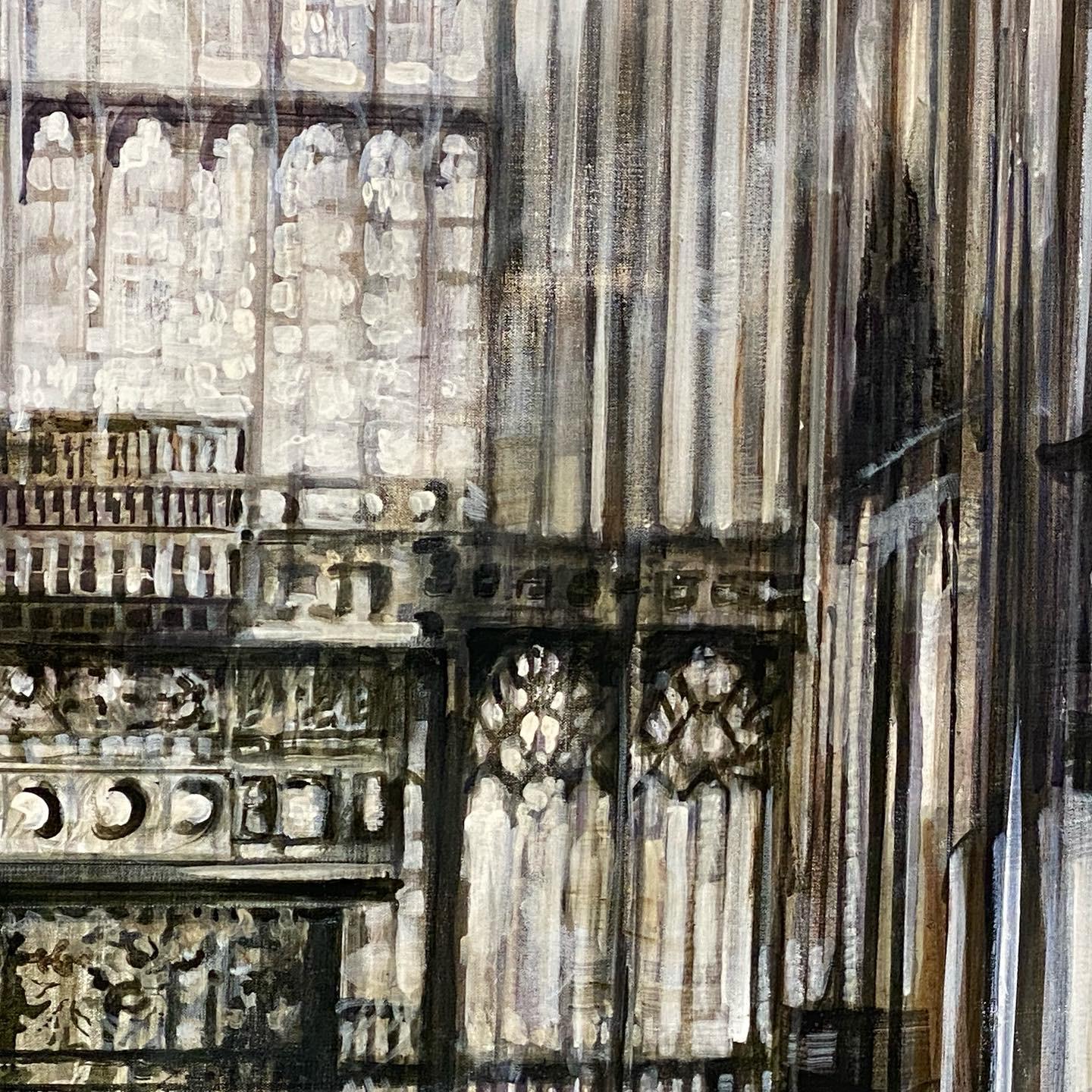 Up she goes-  21st Century Contemporary Cathedral Interior Painting For Sale 6