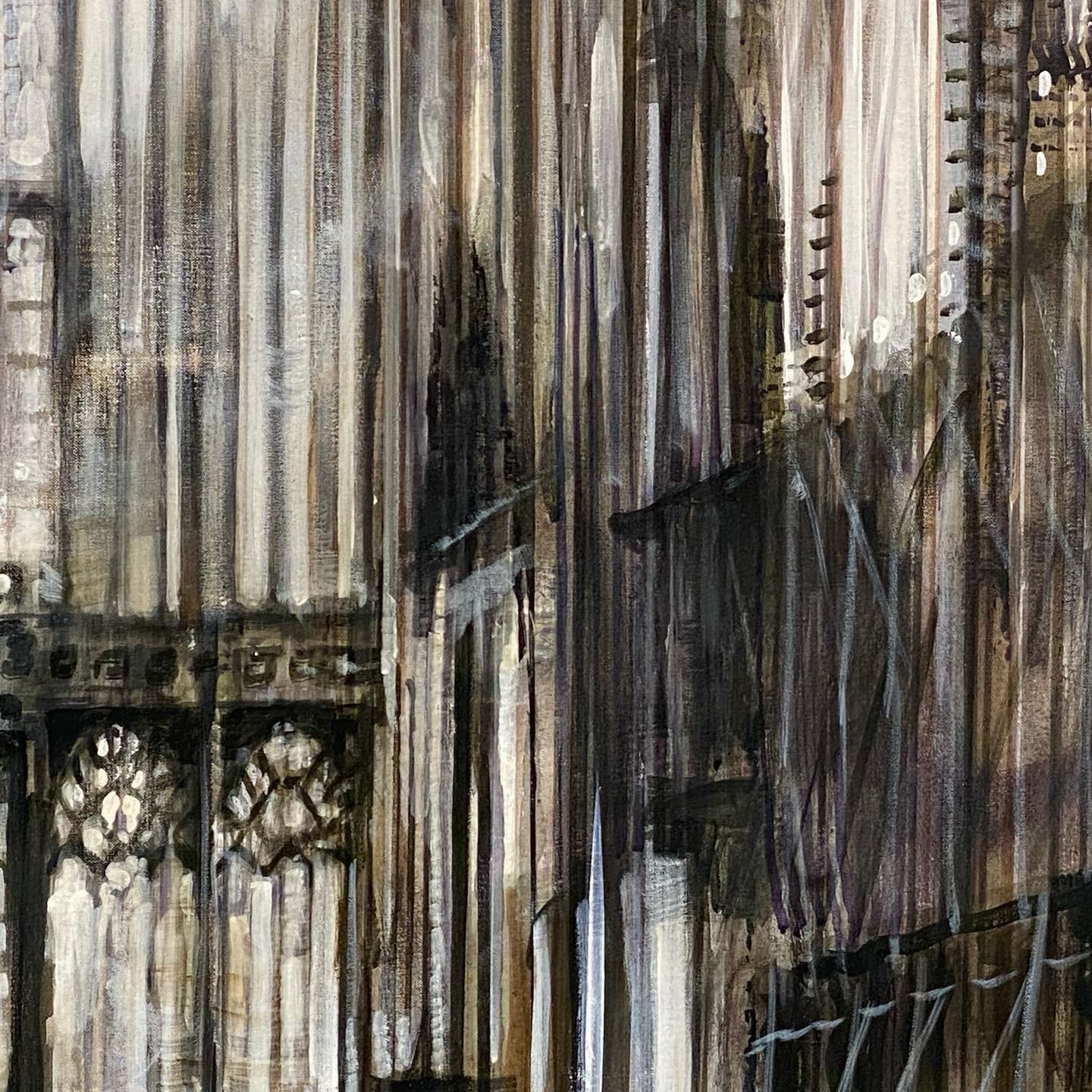 Up she goes-  21st Century Contemporary Cathedral Interior Painting For Sale 7