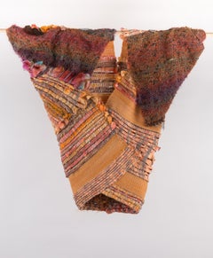 "Peachy Keen", fiber, sculpture, handwoven, felting, orange, brown