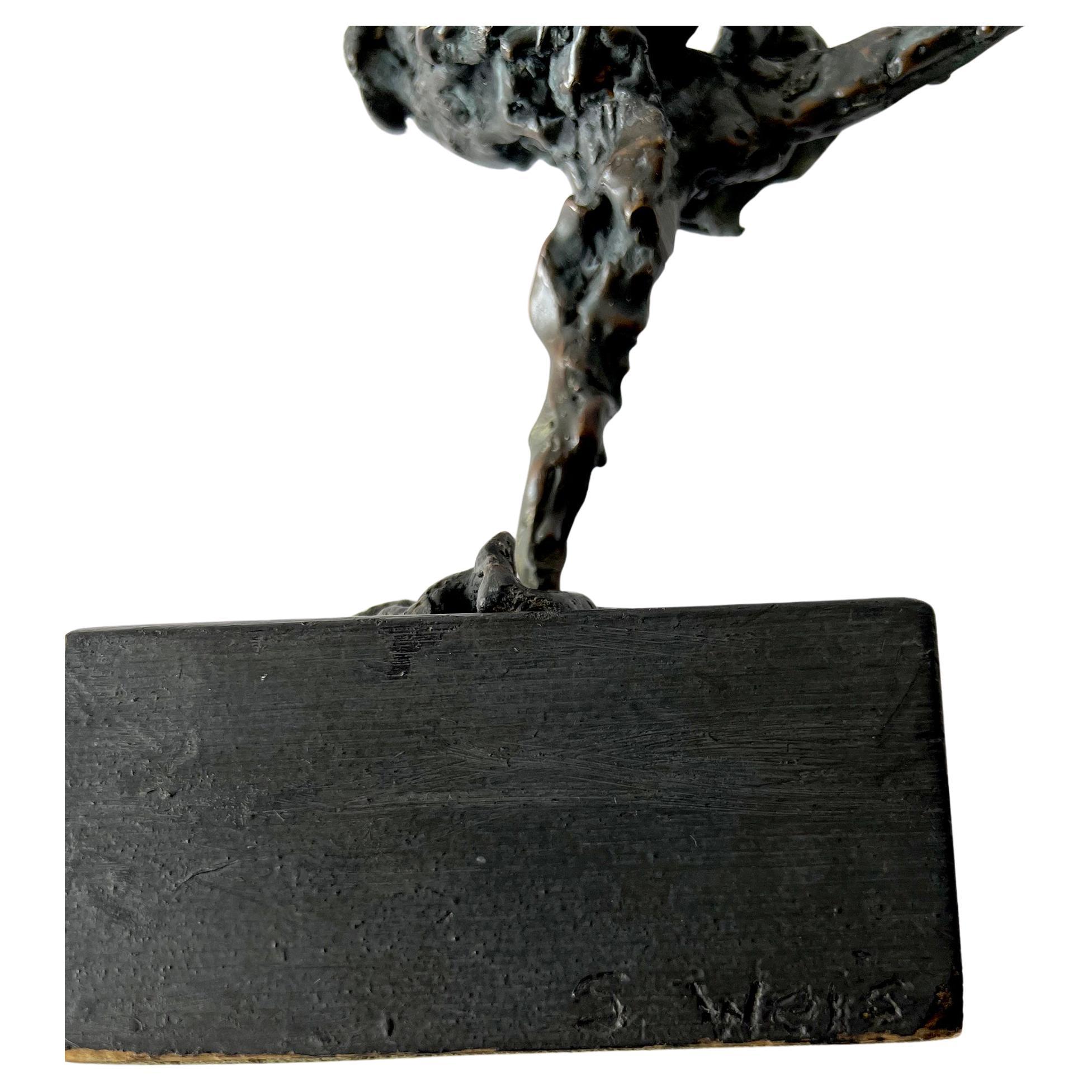 Sylvia Weiss Bronze Chicago Modern Dancer Figure on Wood Base For Sale 4