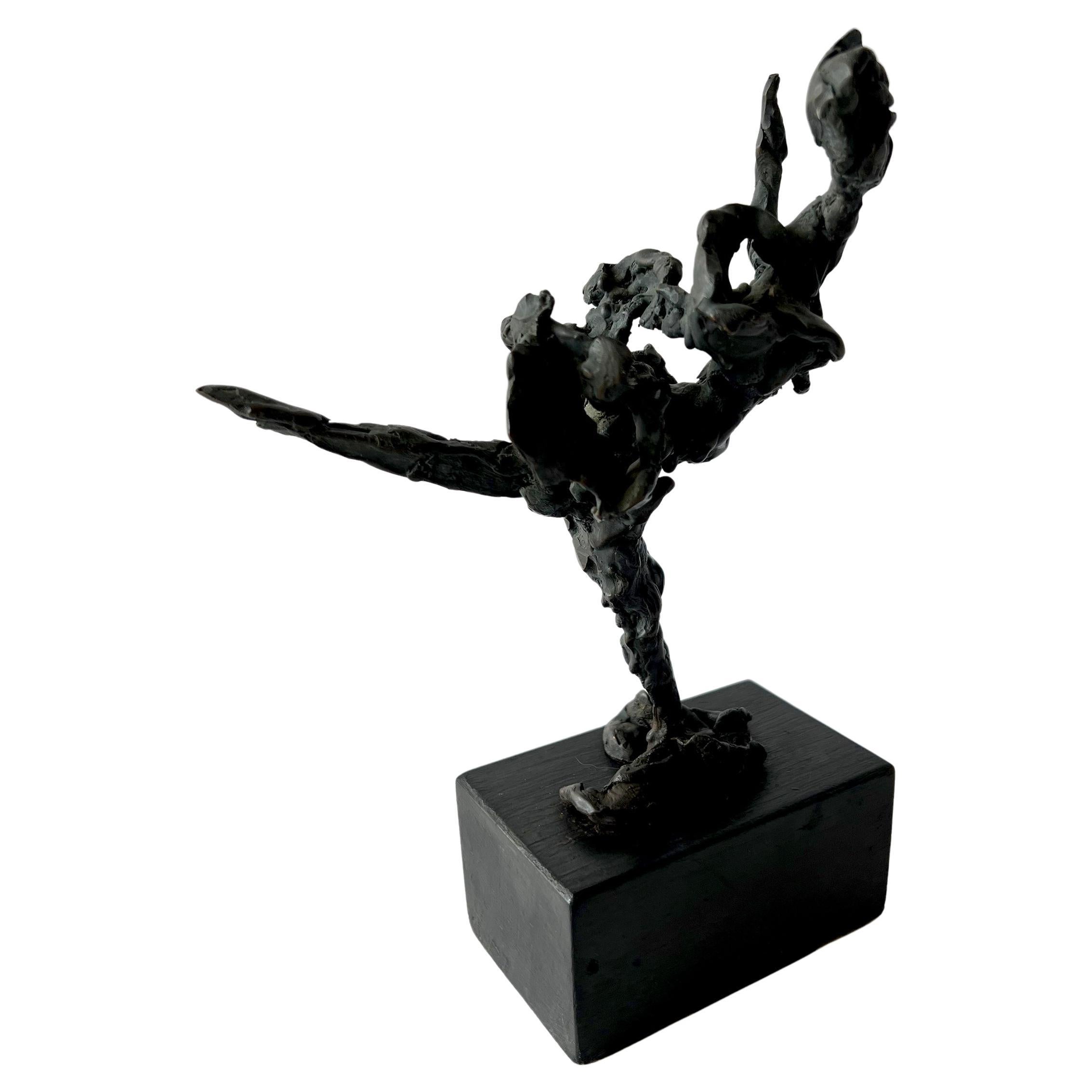 American Sylvia Weiss Bronze Chicago Modern Dancer Figure on Wood Base For Sale