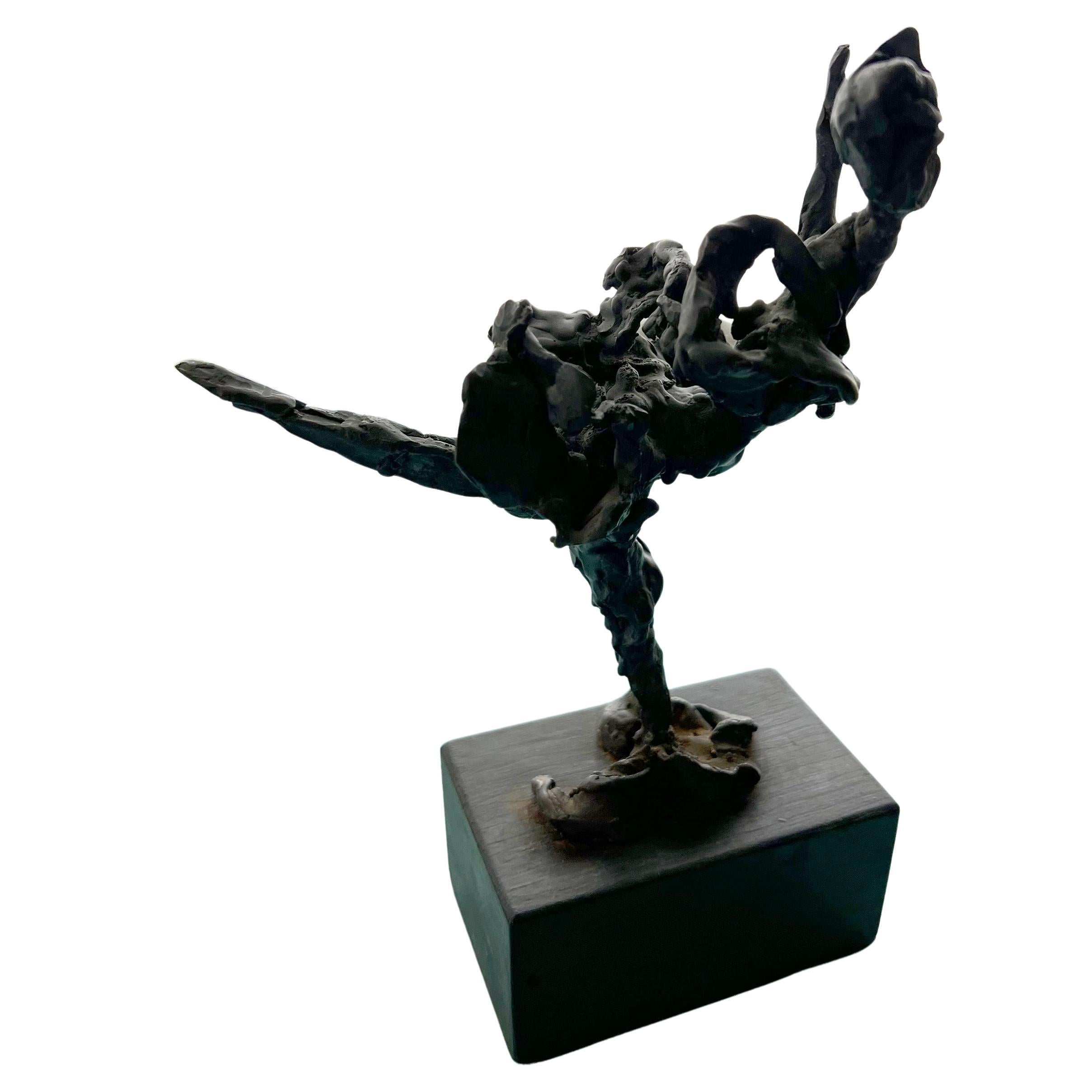 Sylvia Weiss Bronze Chicago Moderne Tänzerin-Figur auf Holzsockel im Angebot 1