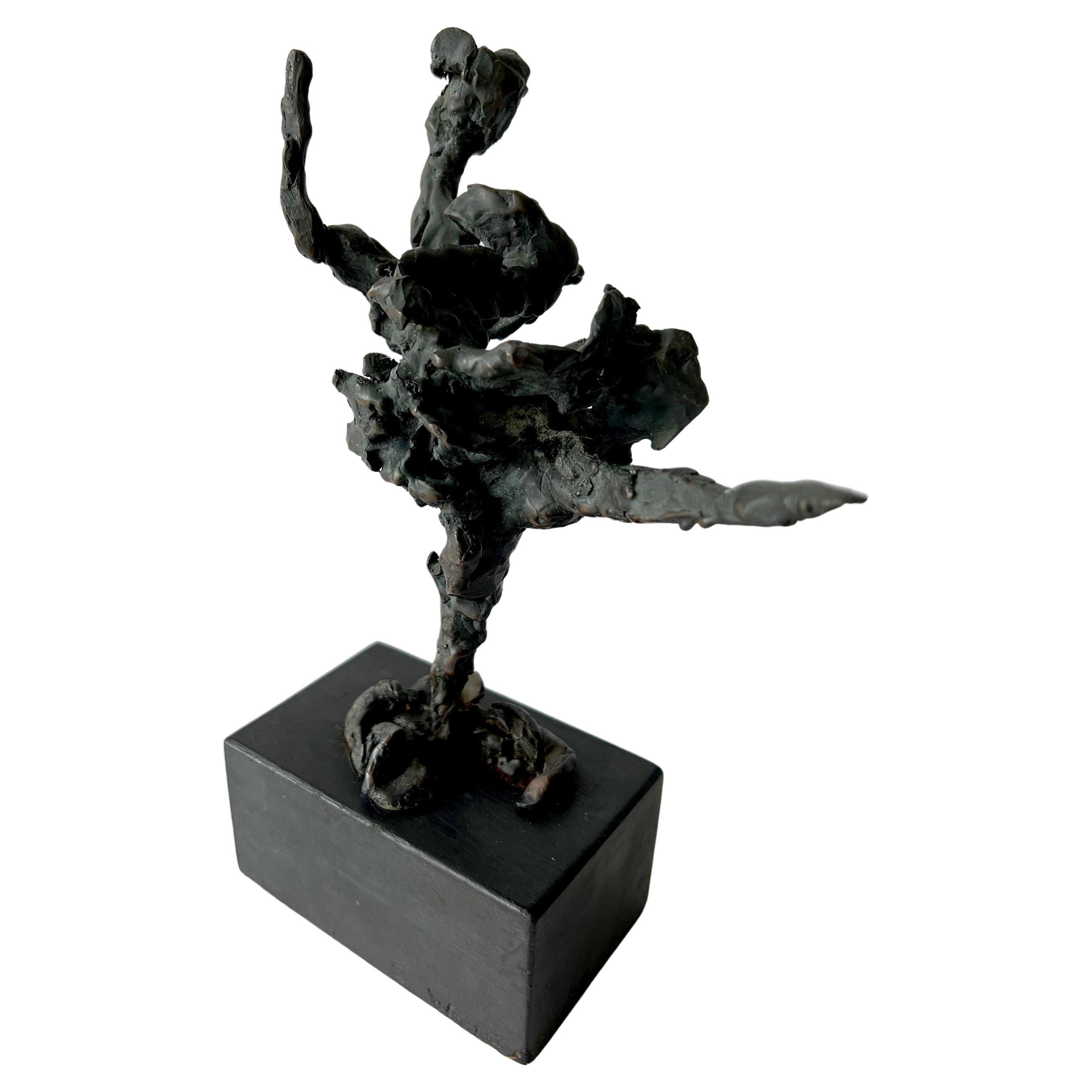 Sylvia Weiss Bronze Chicago Modern Dancer Figure on Wood Base For Sale 2
