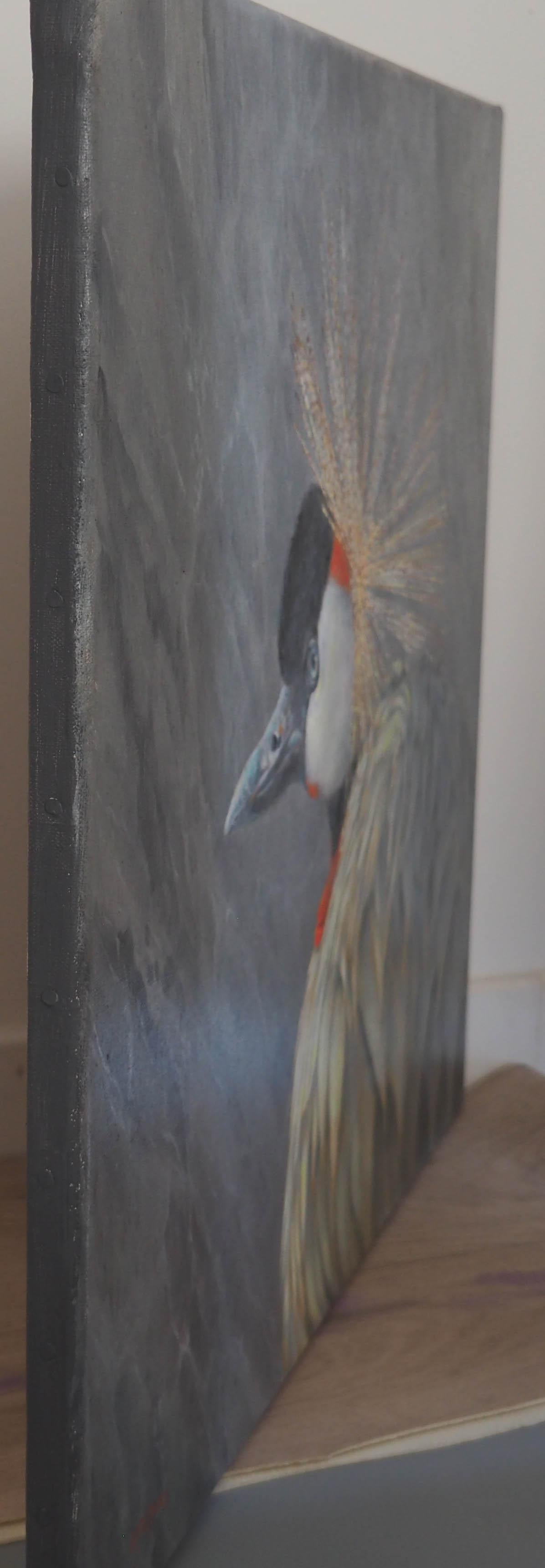 Crowned Crane Oil on canvas by Sylvie AJACQUES For Sale 3