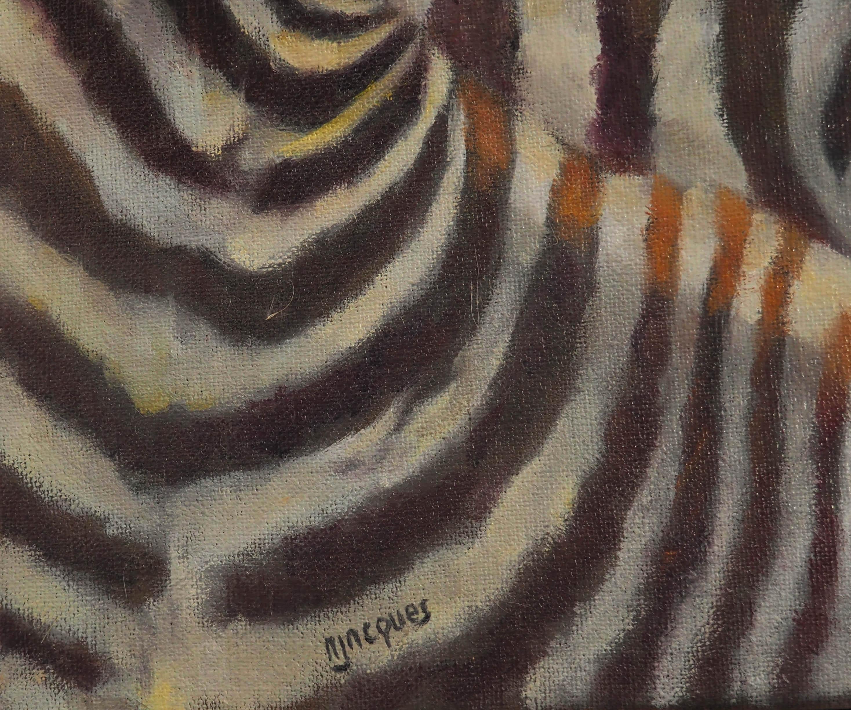 Portrait Zebra Oil on canvas by Sylvie AJACQUES For Sale 2
