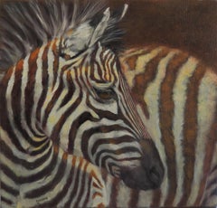 Portrait Zebra Oil on canvas by Sylvie AJACQUES