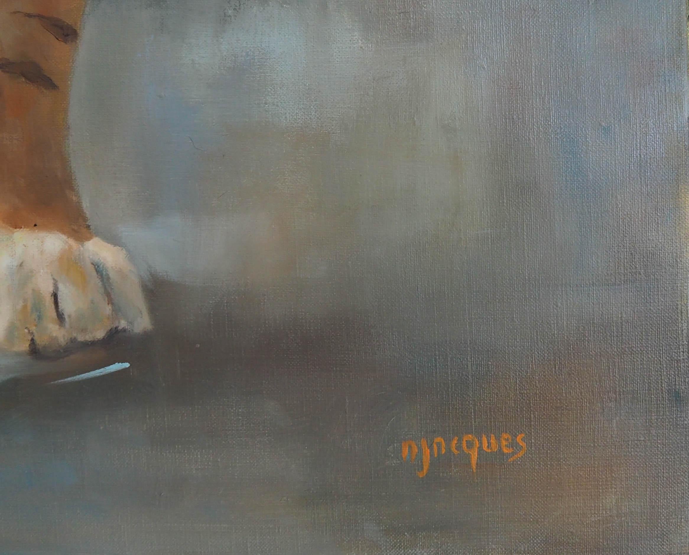Sylvie AJACQUES Tiger walking towards the viewer Oil on canvas For Sale 5