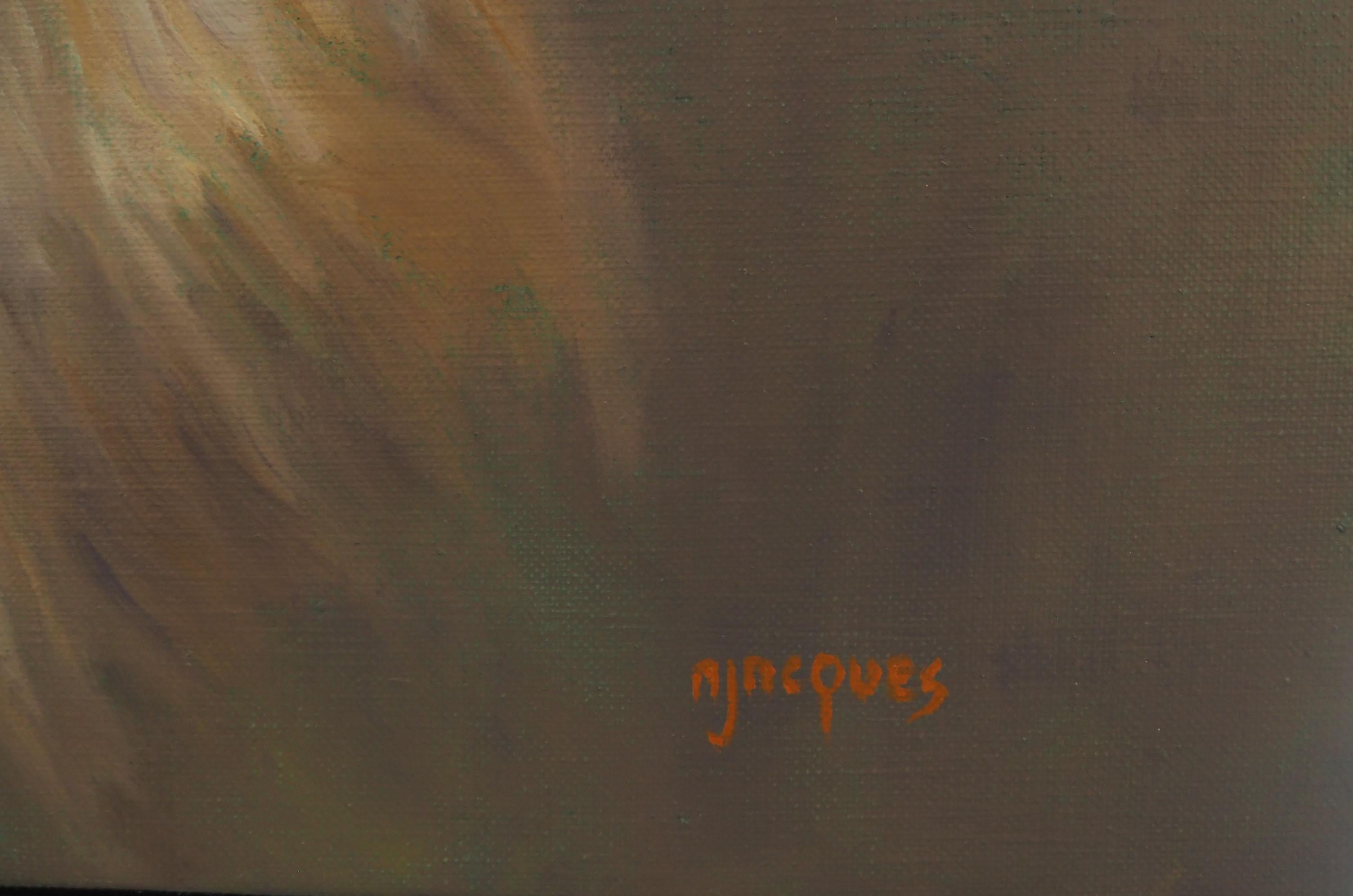 Young Lion Oil on canvas by Sylvie AJACQUES For Sale 2
