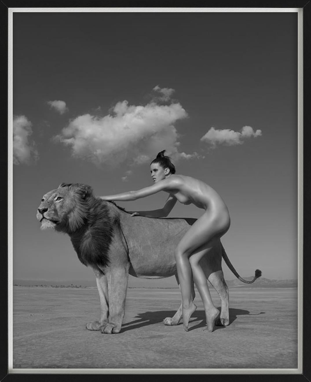 Ashley and the Lion - Nude with Lion in the Desert, Fine Art Photography, 2008 For Sale 3