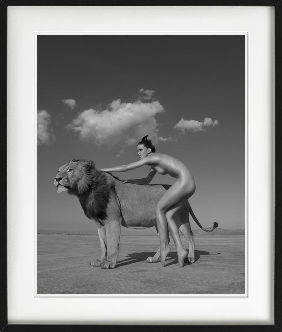 Ashley and the Lion - Nude with Lion in the Desert, Fine Art Photography, 2008 For Sale 4