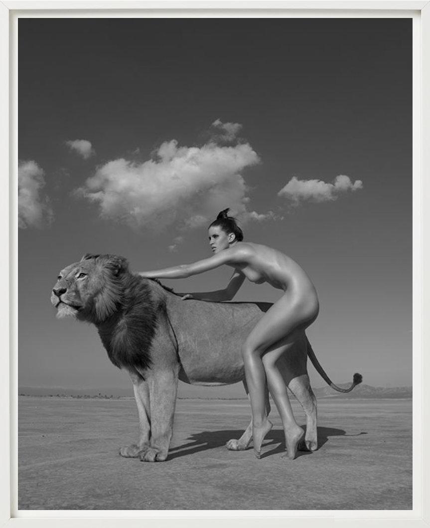 Ashley and the Lion - Nude with Lion in the Desert, Fine Art Photography, 2008 For Sale 5
