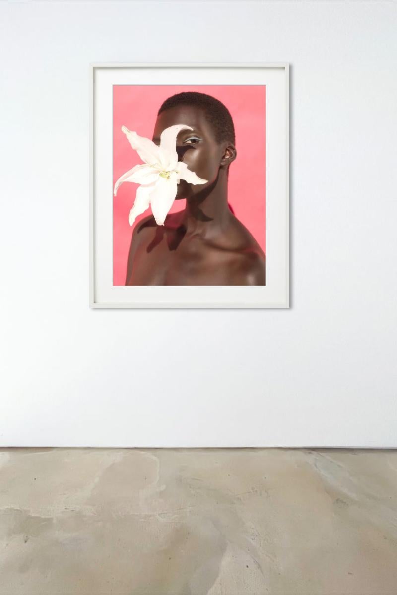 Blumenblume II, Rosafarbenes Porträt mit Lilie, Kunstfotografie, 2014 (Zeitgenössisch), Photograph, von Sylvie Blum